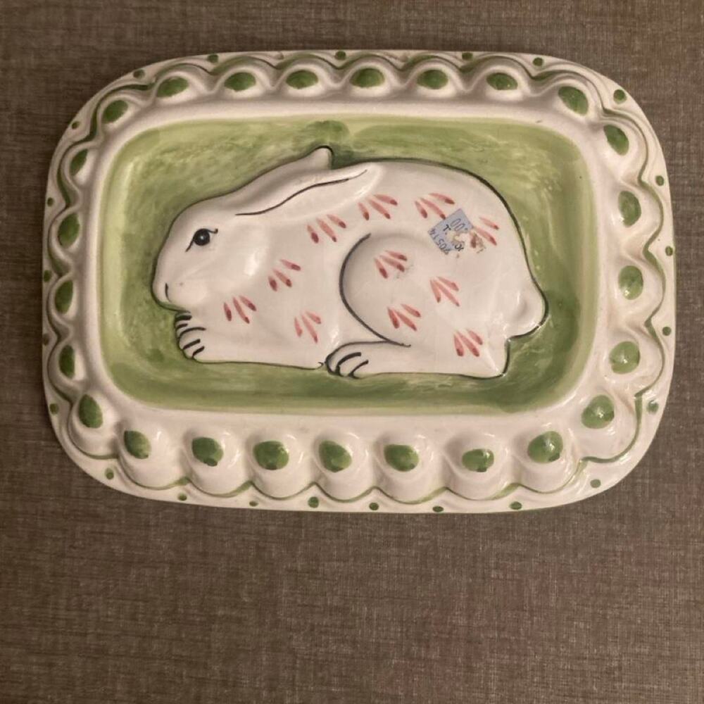 White ceramic bunny tray with